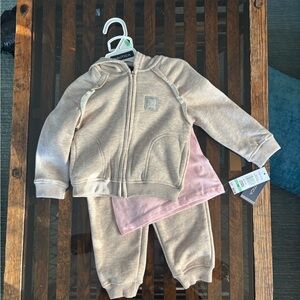 Nautica Kids Beige and Pink Jogger Set